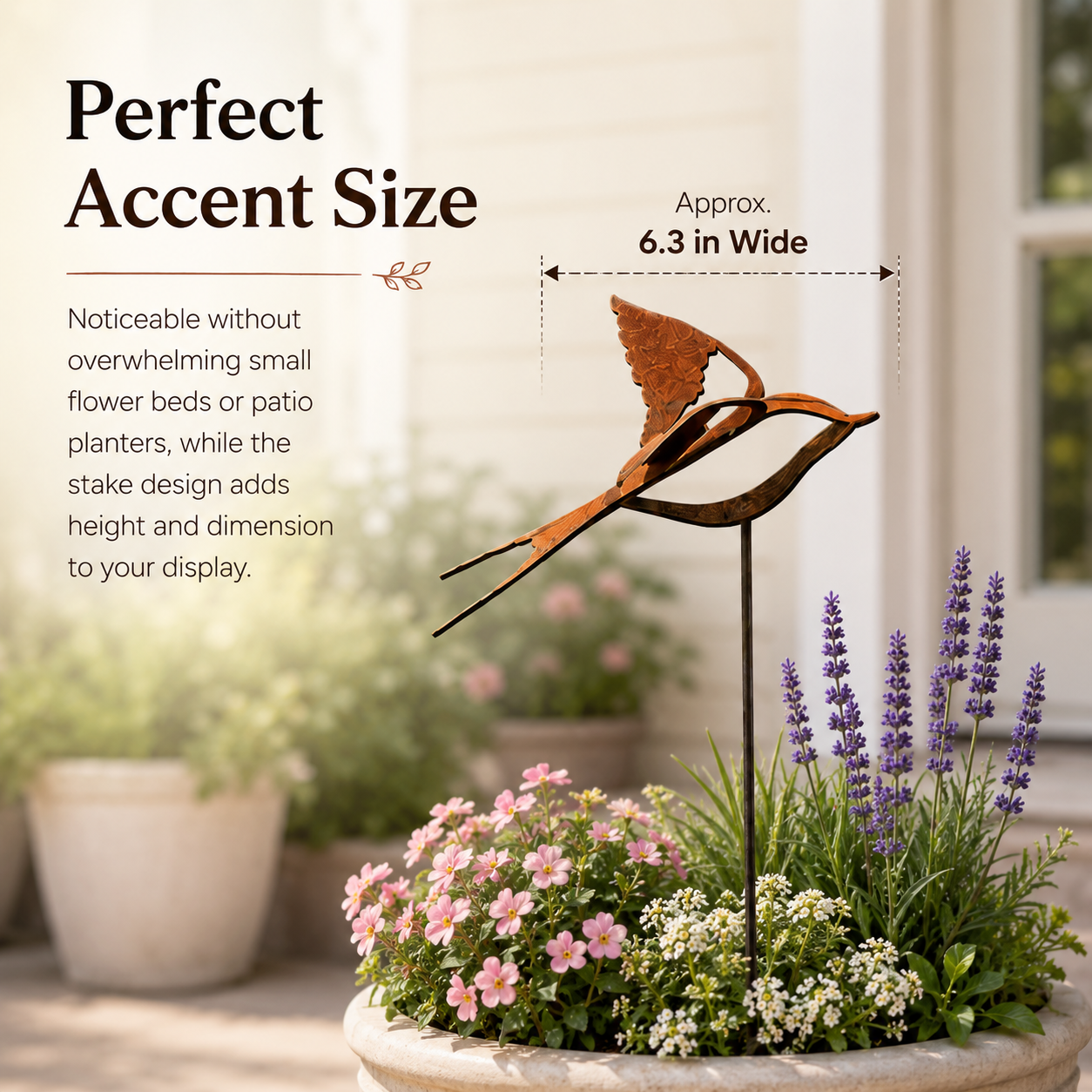 Rustic Metal Flying Bird Garden Stake