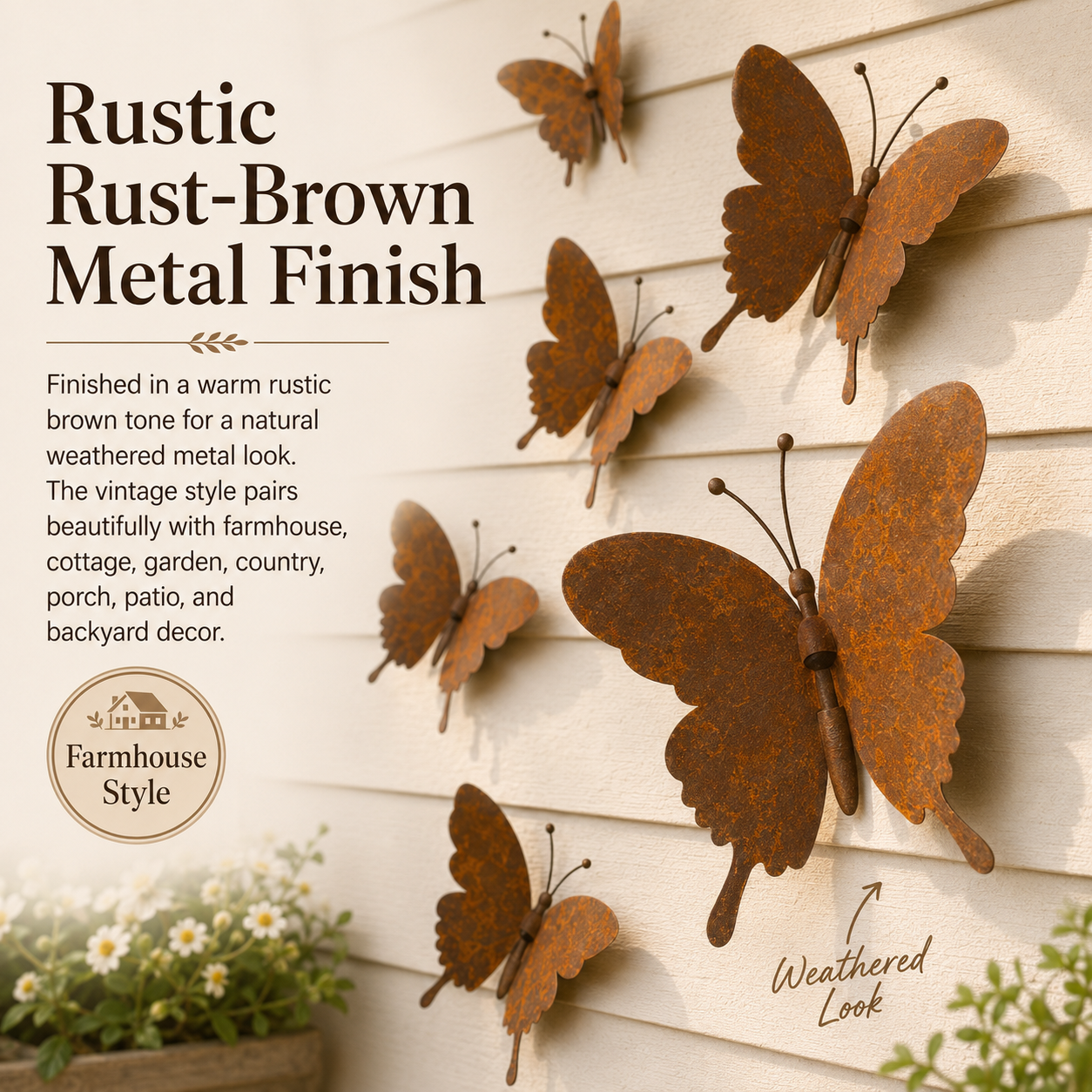 15-Piece Rustic Metal Butterfly Wall Decor Set