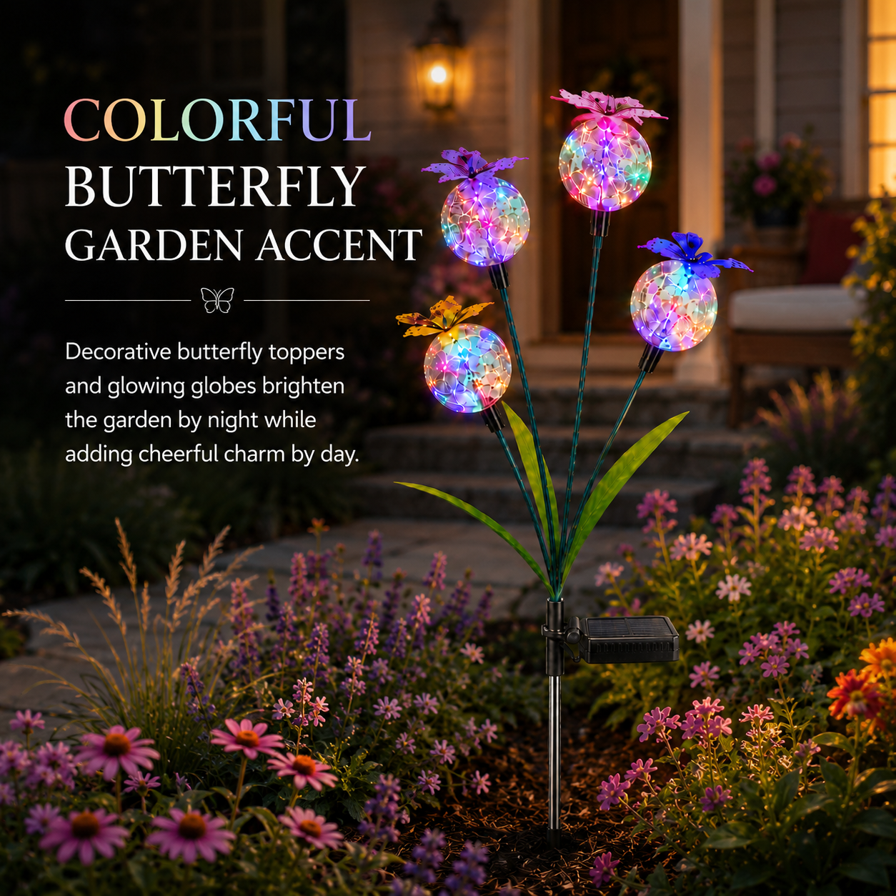 Multicolor Solar Butterfly Garden Stake Light