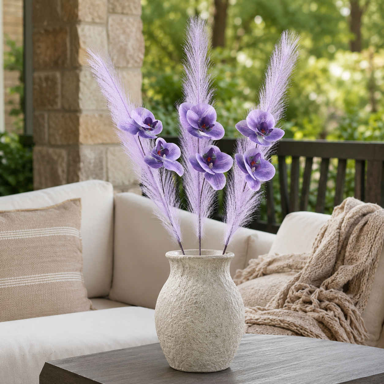 72cm Artificial Butterfly Orchid Reed – 3 Stems Set