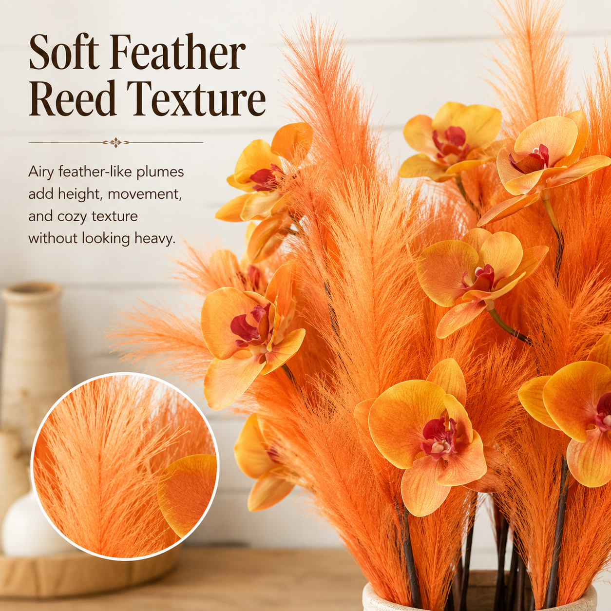 72cm Artificial Butterfly Orchid Reed – 3 Stems Set