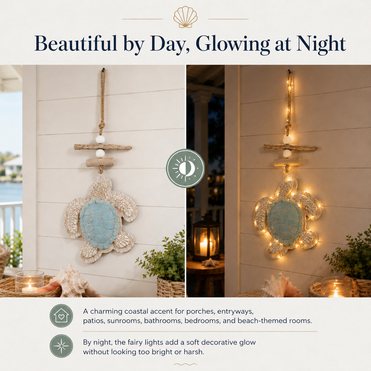 Lighted Coastal Sea Turtle Wall Decor with Remote