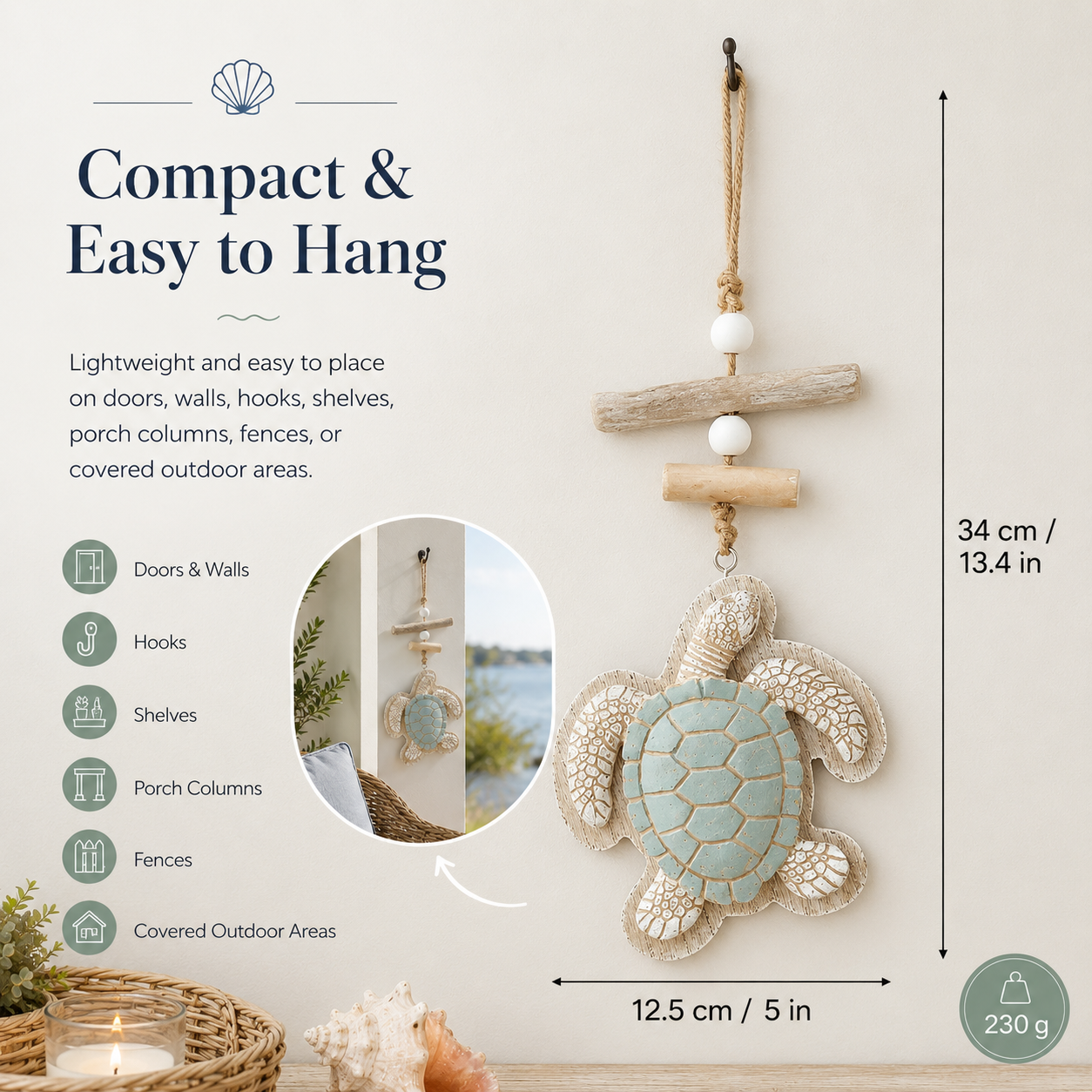 Lighted Coastal Sea Turtle Wall Decor with Remote