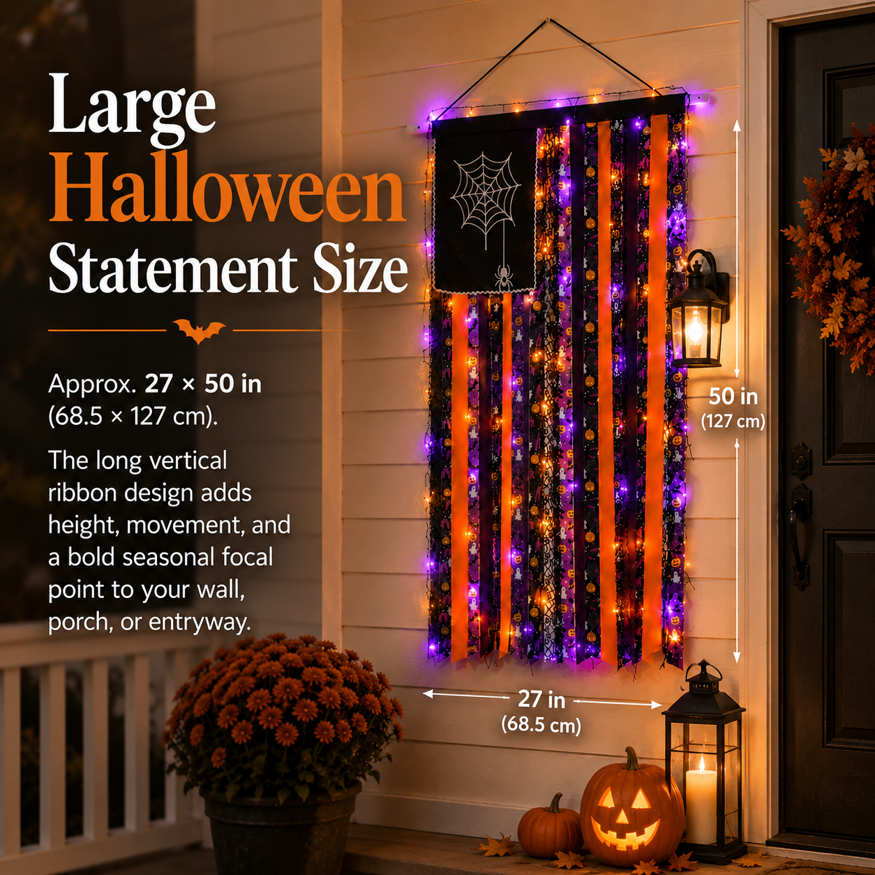 Lighted Halloween Ribbon Wall Hanging Decor