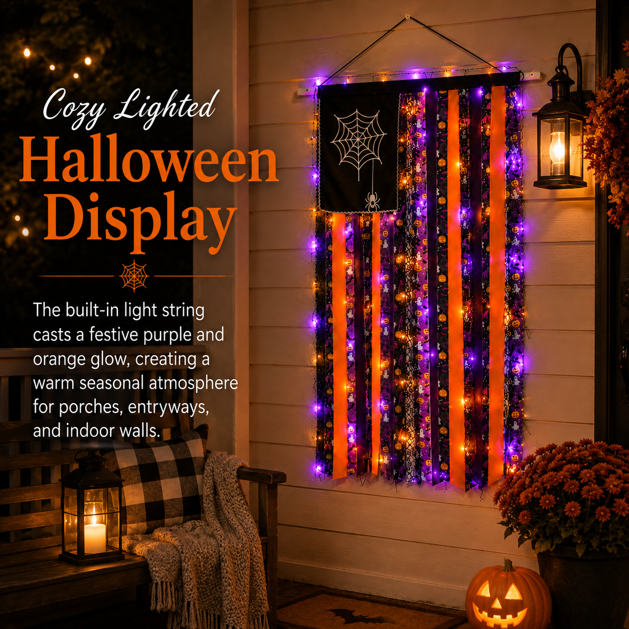Lighted Halloween Ribbon Wall Hanging Decor