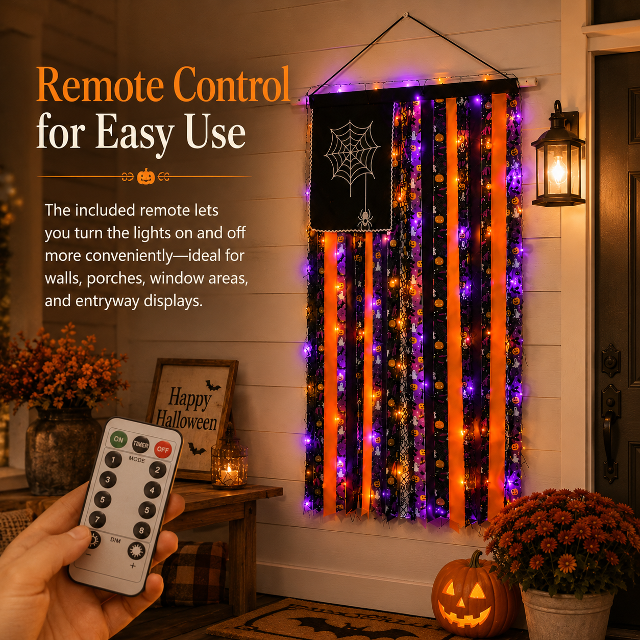 Lighted Halloween Ribbon Wall Hanging Decor