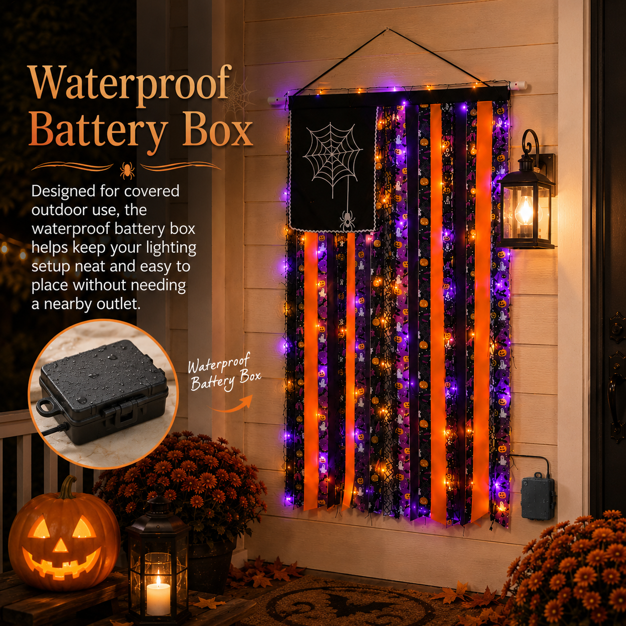 Lighted Halloween Ribbon Wall Hanging Decor
