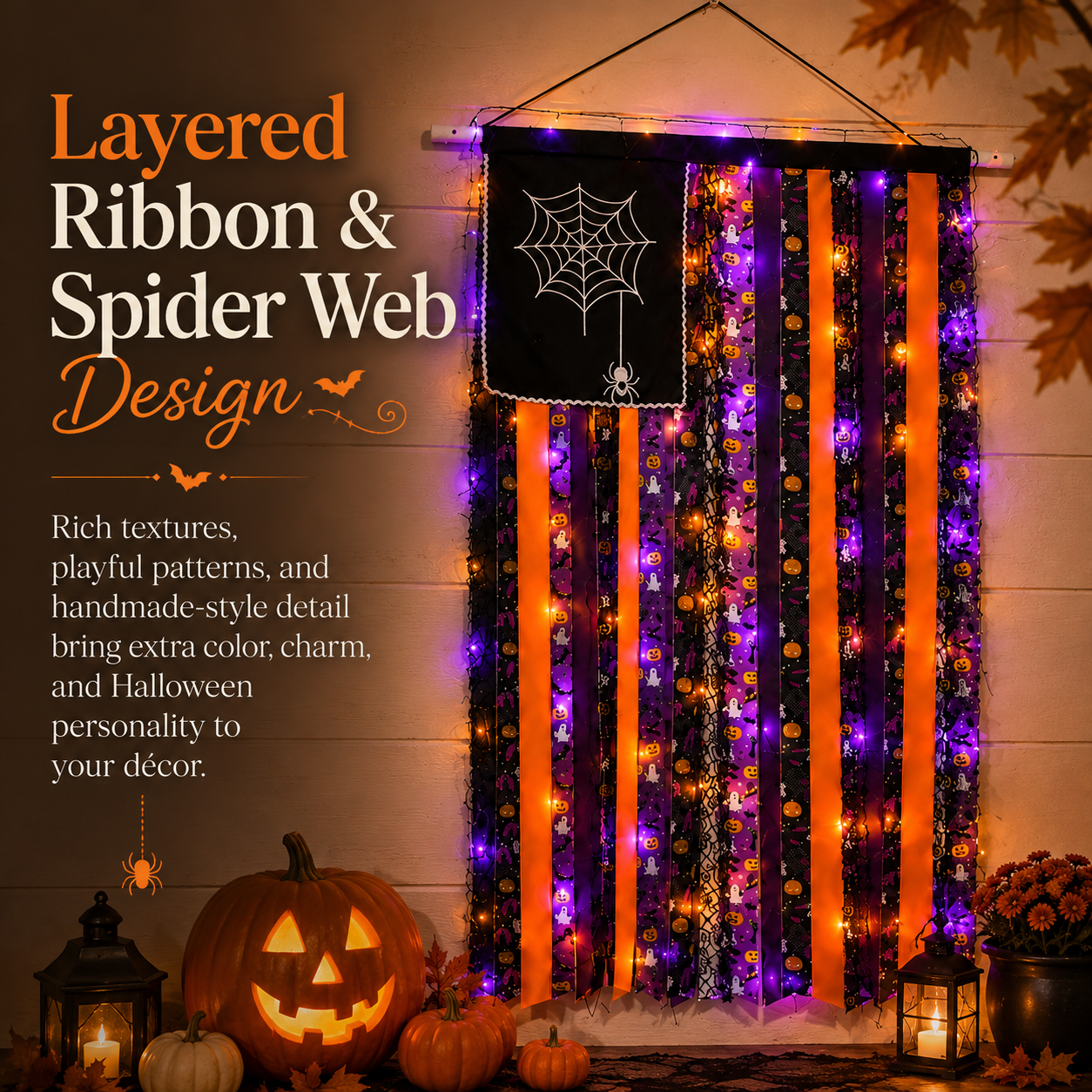 Lighted Halloween Ribbon Wall Hanging Decor