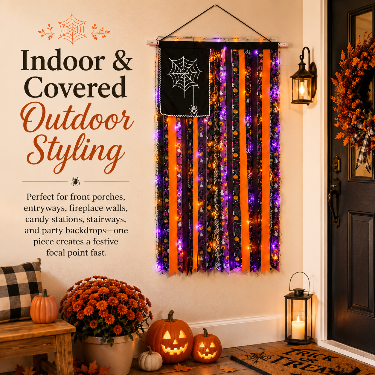 Lighted Halloween Ribbon Wall Hanging Decor