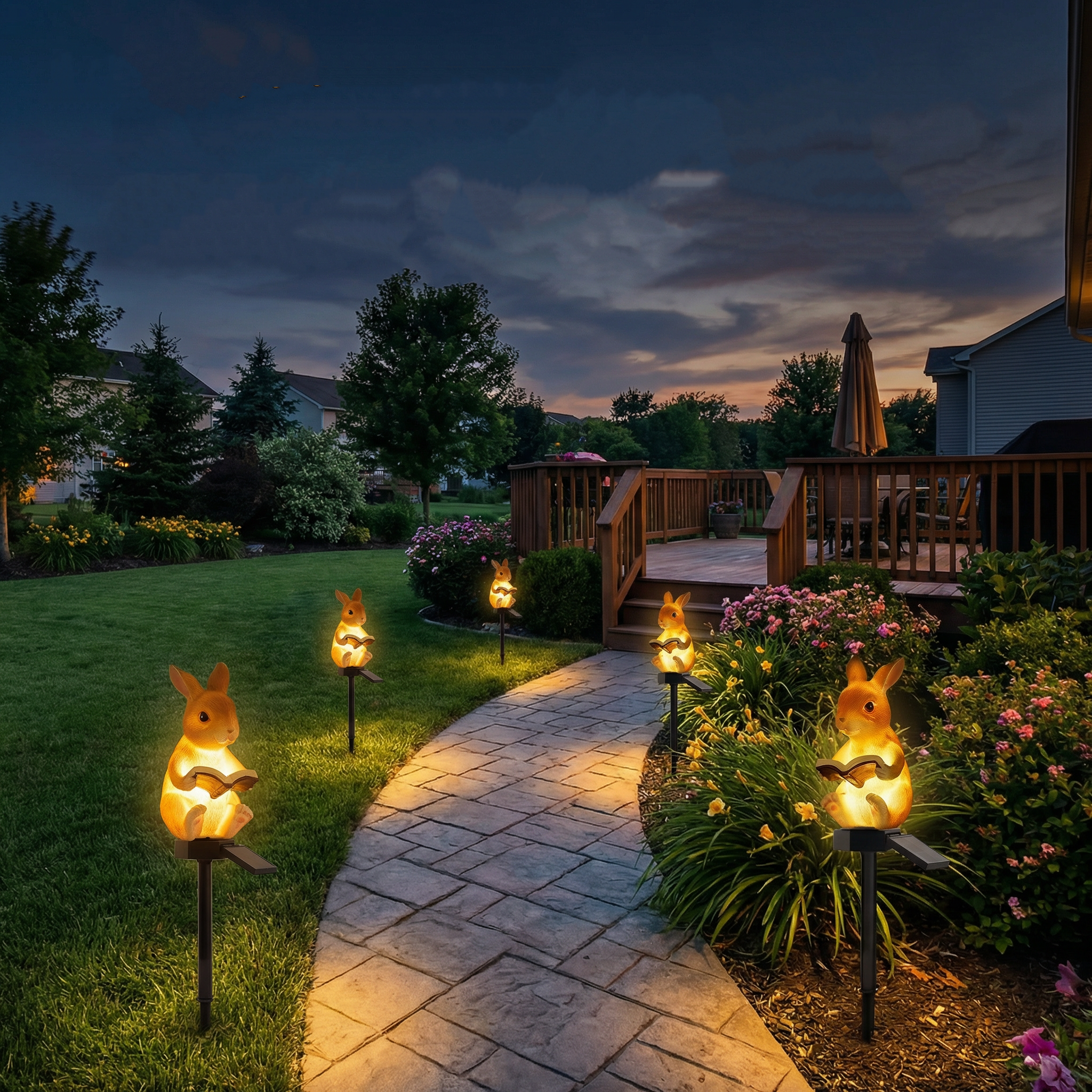 Solar Woodland Garden Stake Light – Rabbit & Squirrel Outdoor Pathway Decor