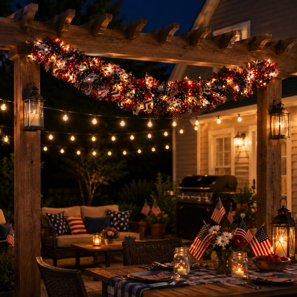 Light-Up Patriotic Garland for 4th of July Decor