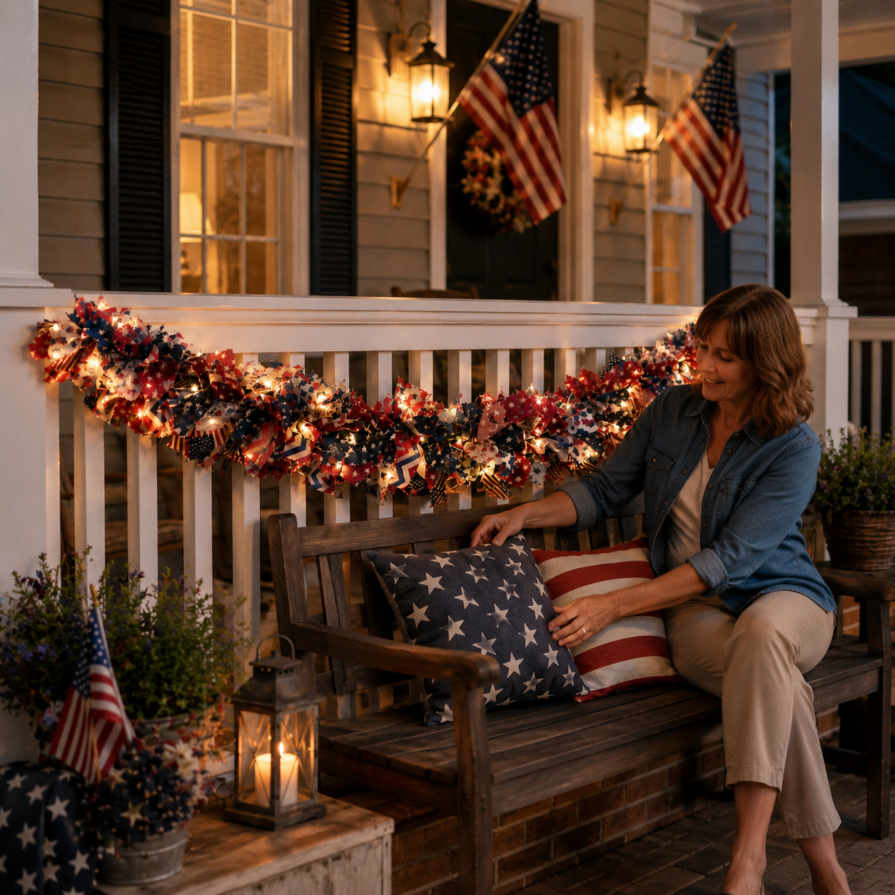 Light-Up Patriotic Garland for 4th of July Decor