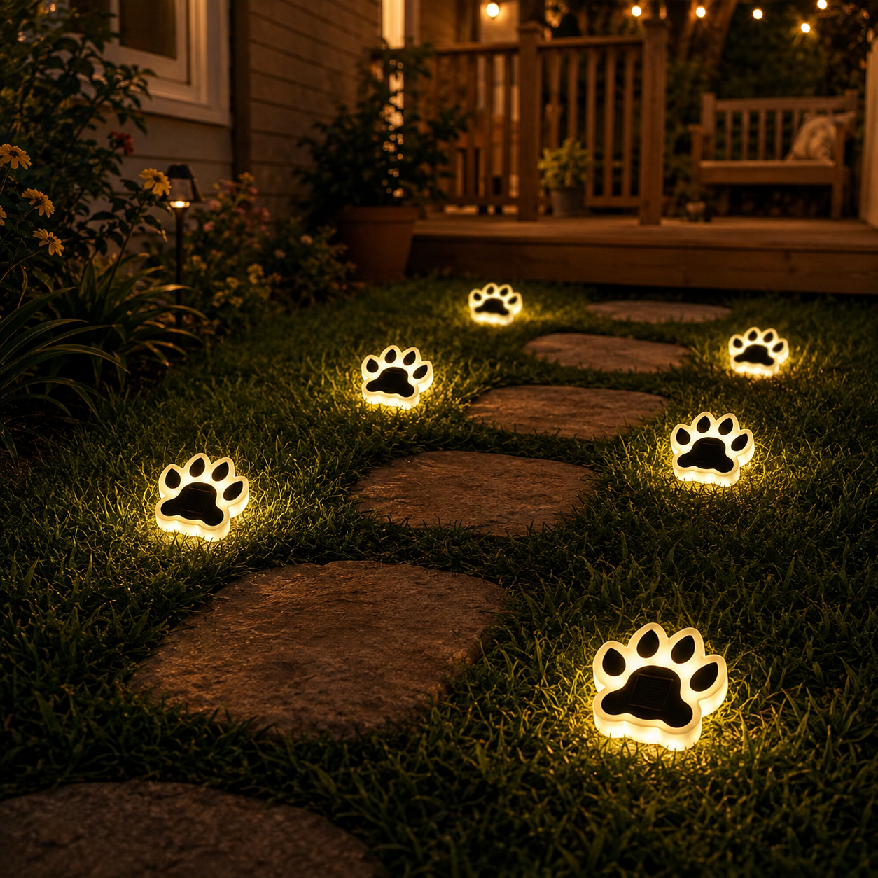 Solar Paw Path Lights for Yard, Garden & Walkway