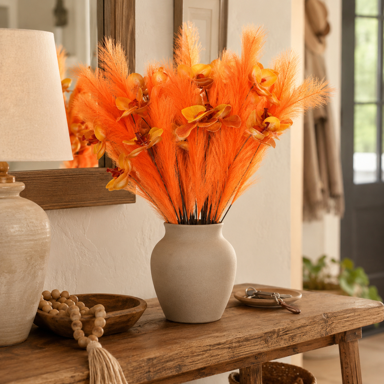 72cm Artificial Butterfly Orchid Reed – 3 Stems Set