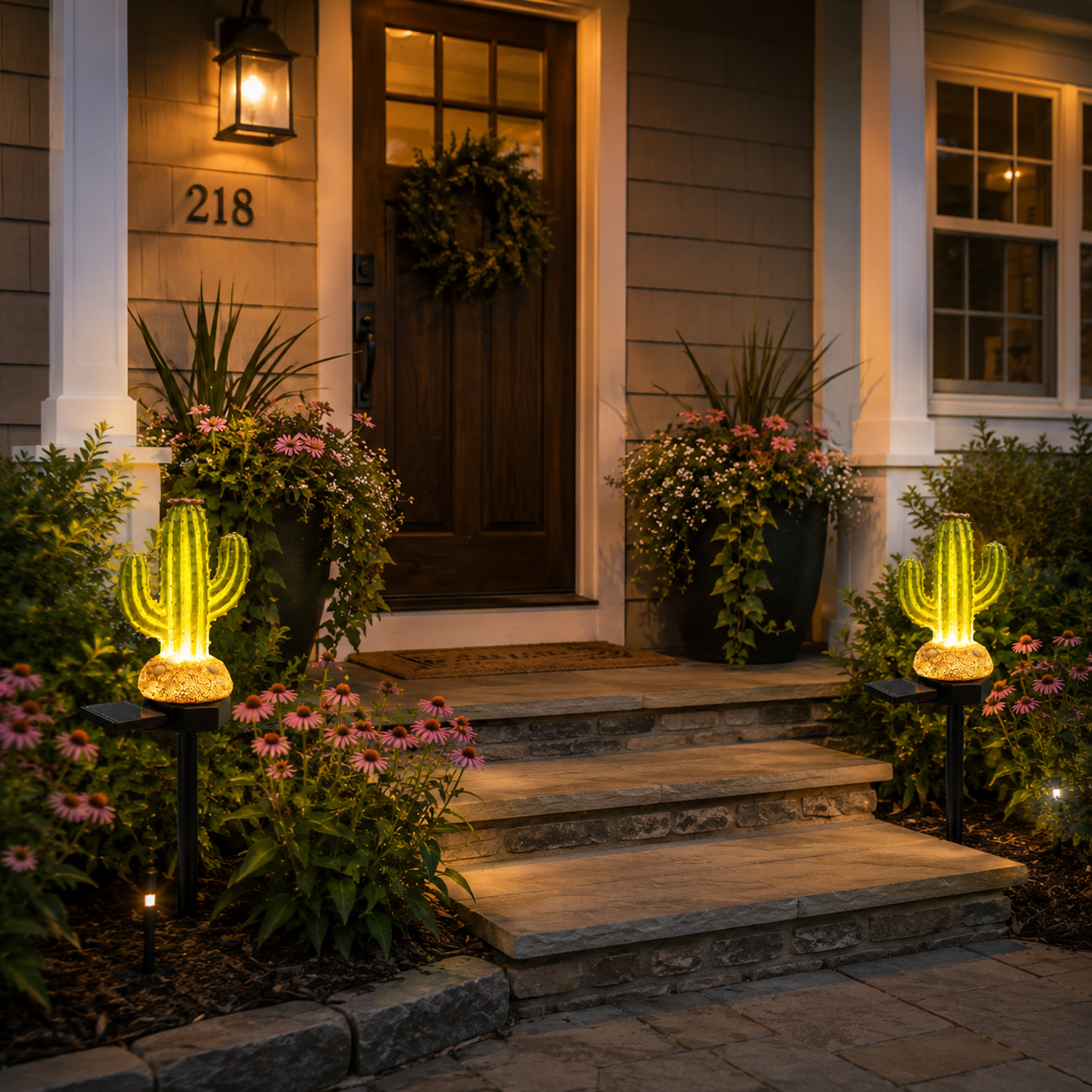 Solar Cactus Garden Stake Light