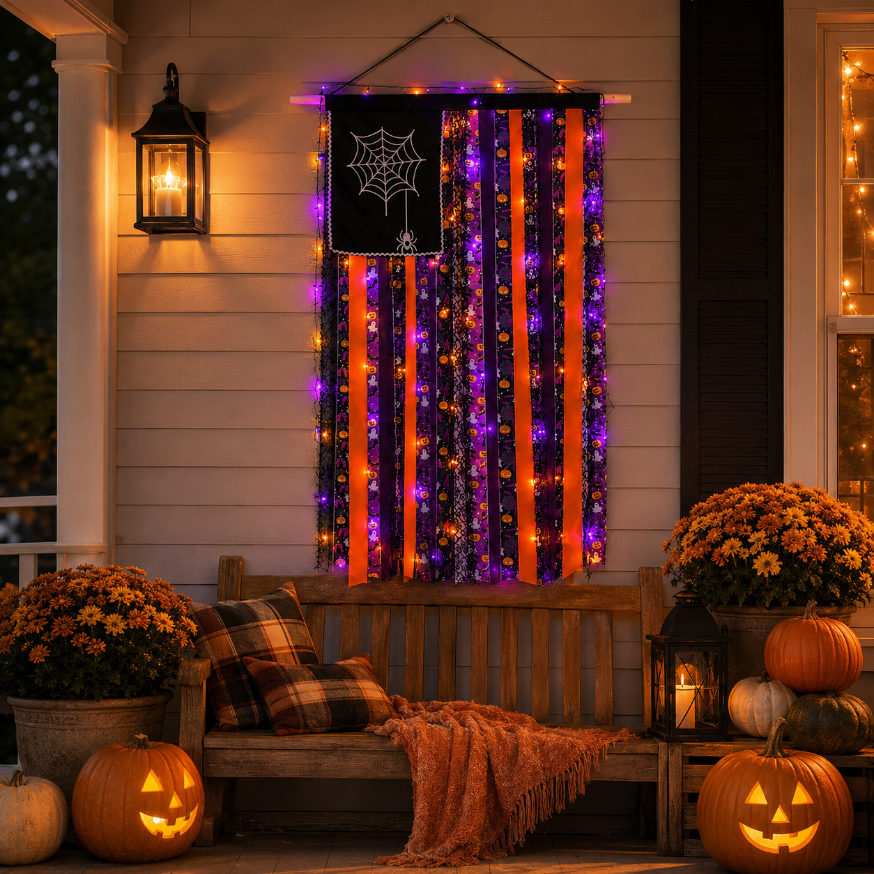 Lighted Halloween Ribbon Wall Hanging Decor