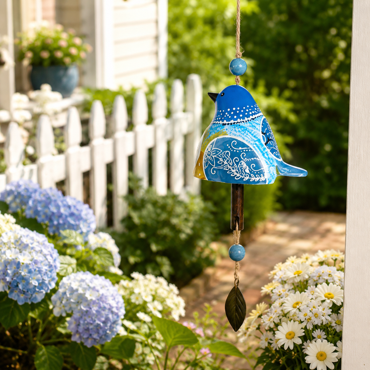 Hand-Painted Bird Wind Chime for Garden, Porch & Patio Decor