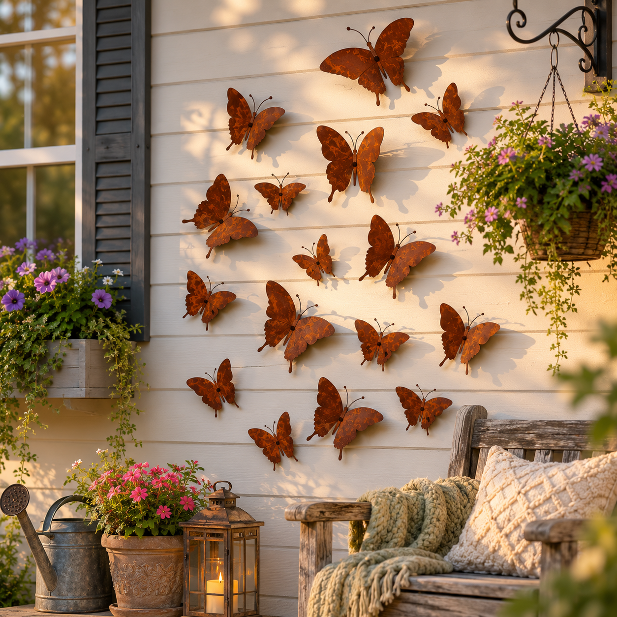 15-Piece Rustic Metal Butterfly Wall Decor Set
