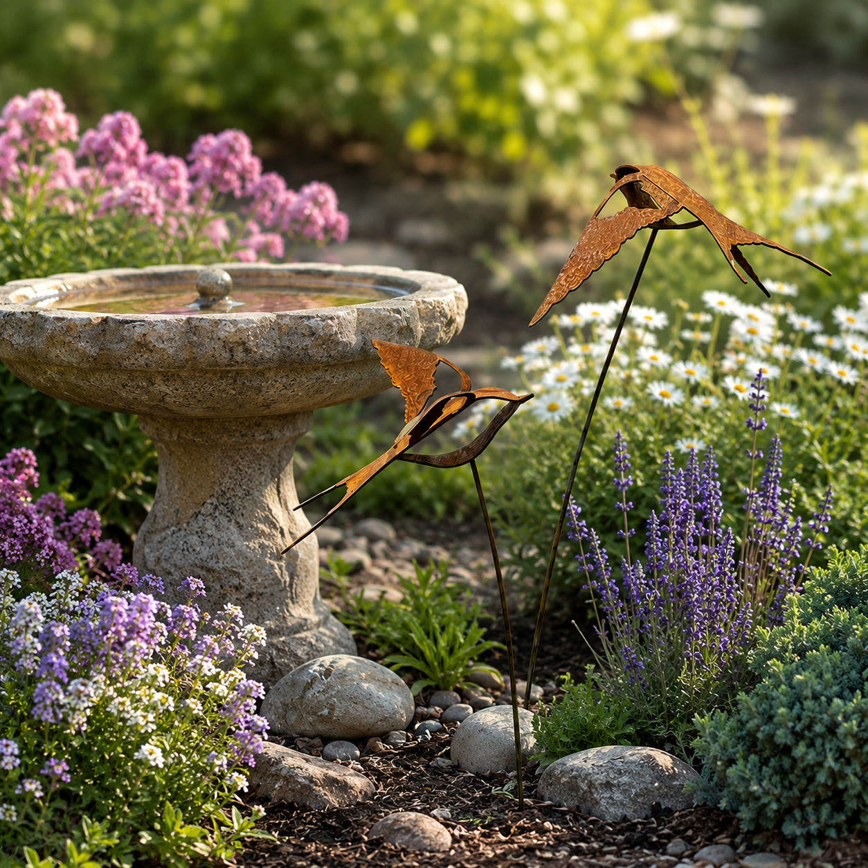 Rustic Metal Flying Bird Garden Stake