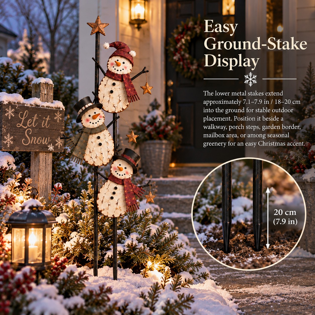 Vintage Climbing Snowman Christmas Garden Stake
