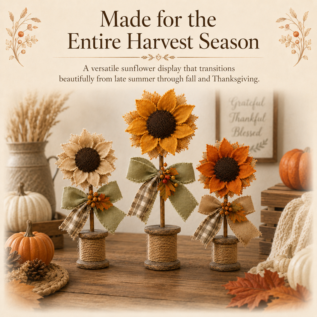Rustic Sunflower Tabletop Decor Set of 3