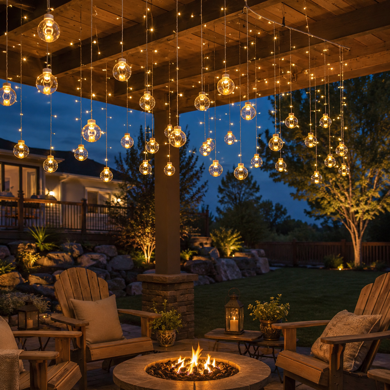 30-LED Transparent Globe Solar Hanging Curtain Lights