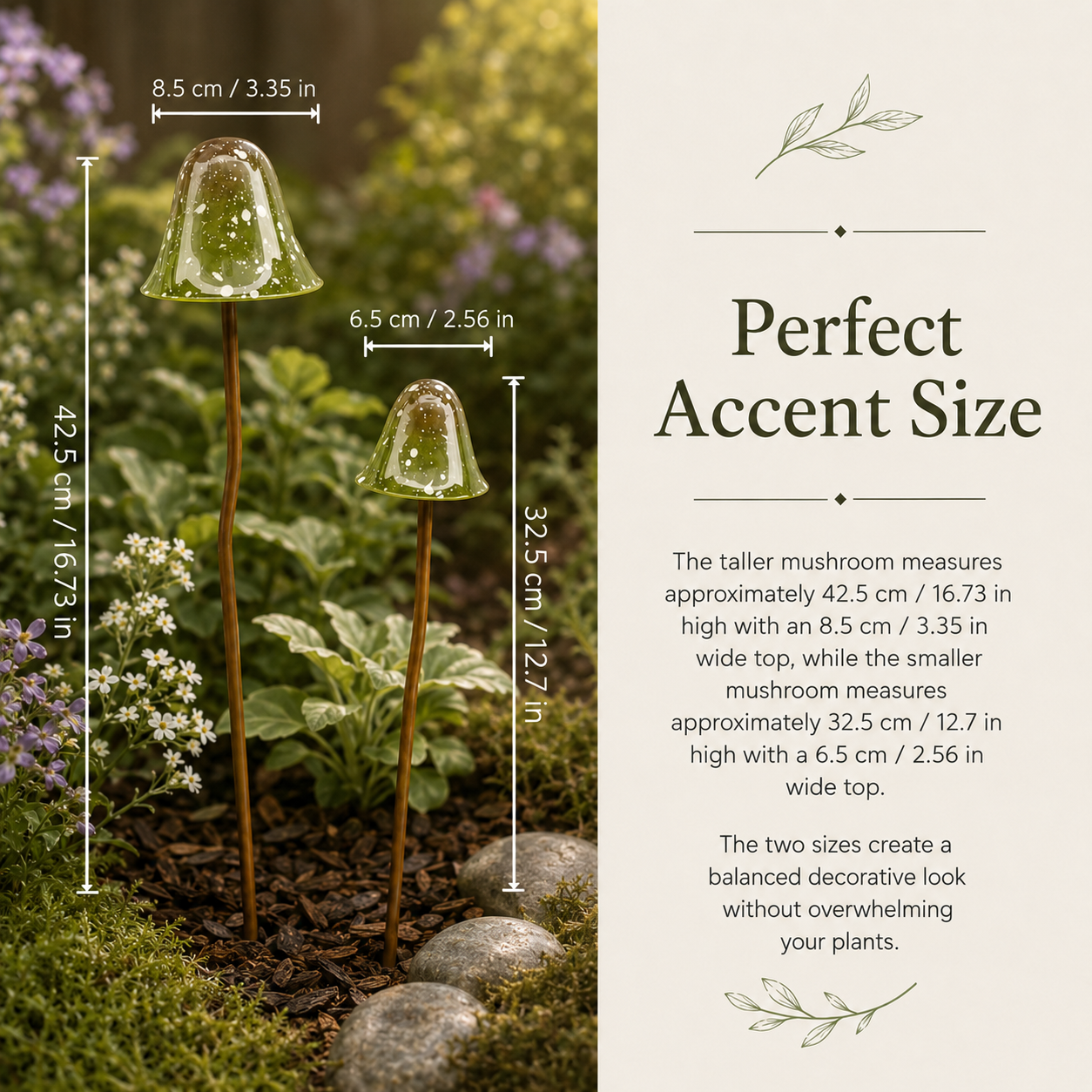 2-Piece Speckled Mushroom Garden Stakes