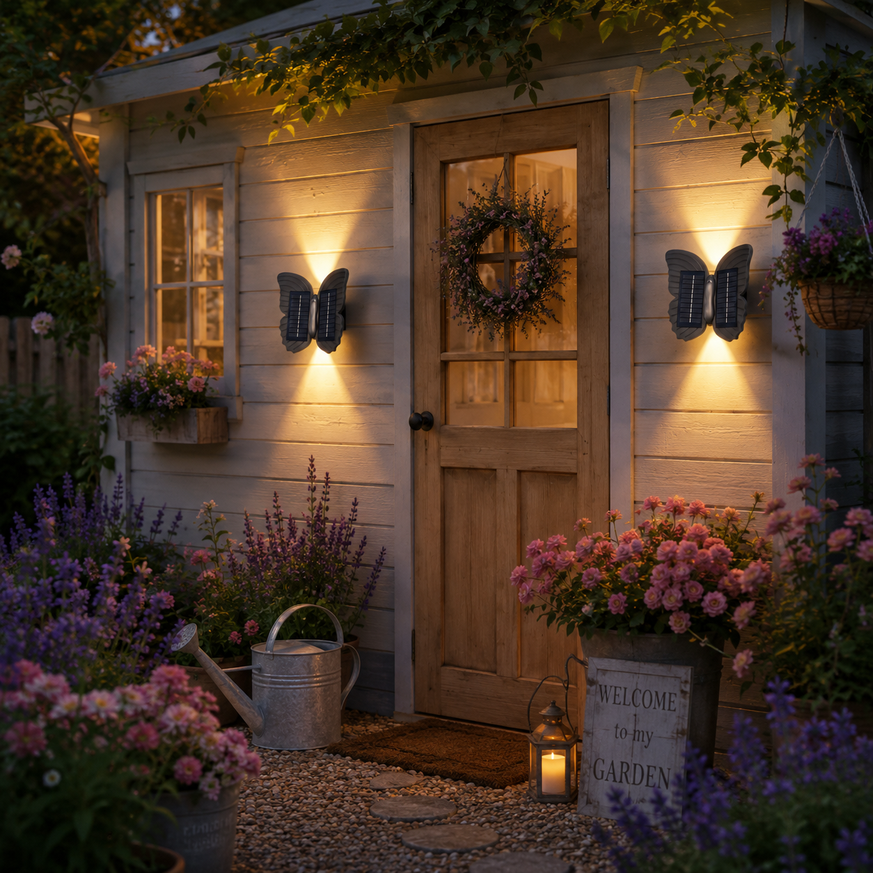 Butterfly Solar Wall Light Outdoor Waterproof Warm Glow Wall Lamp