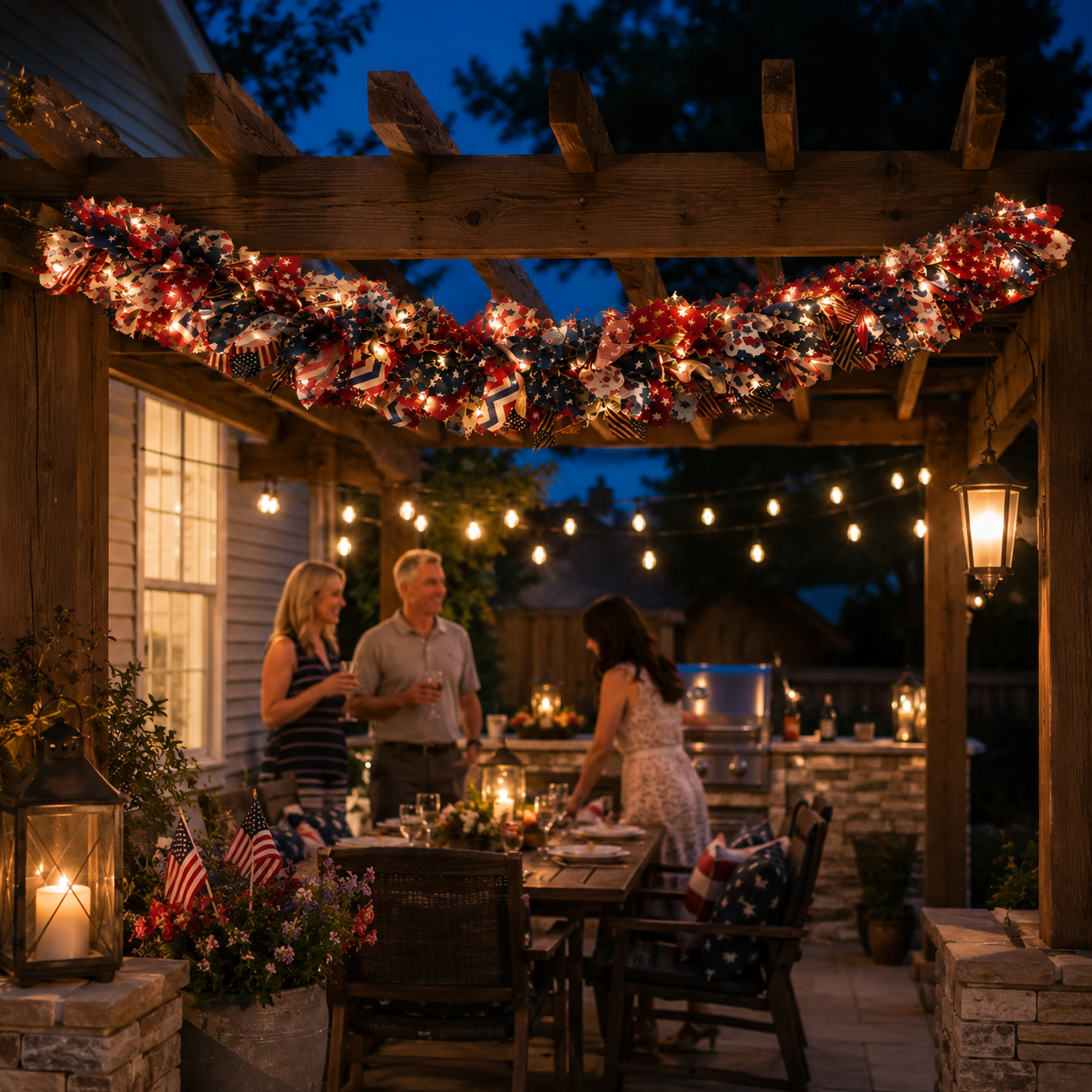 Light-Up Patriotic Garland for 4th of July Decor