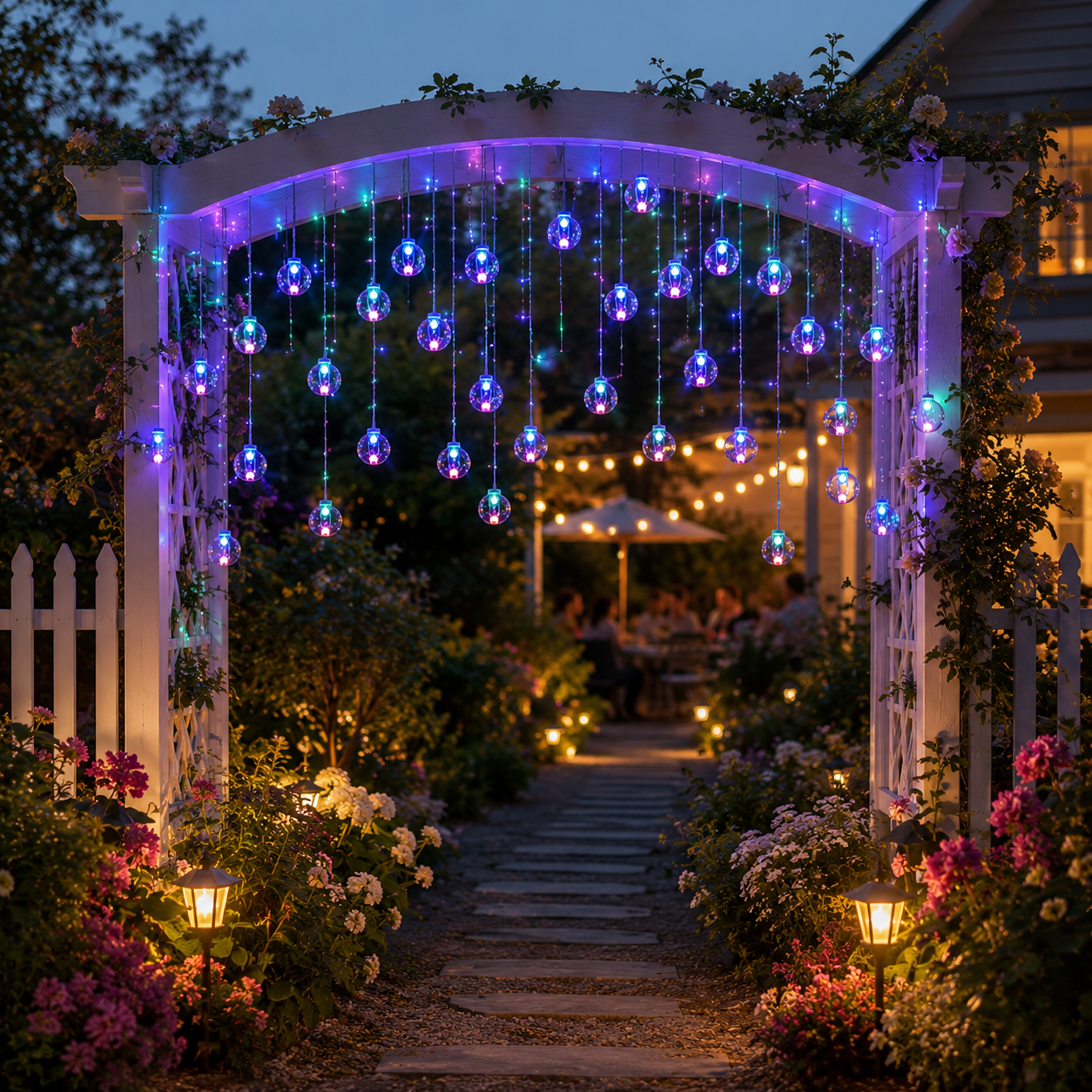 30-LED Transparent Globe Solar Hanging Curtain Lights