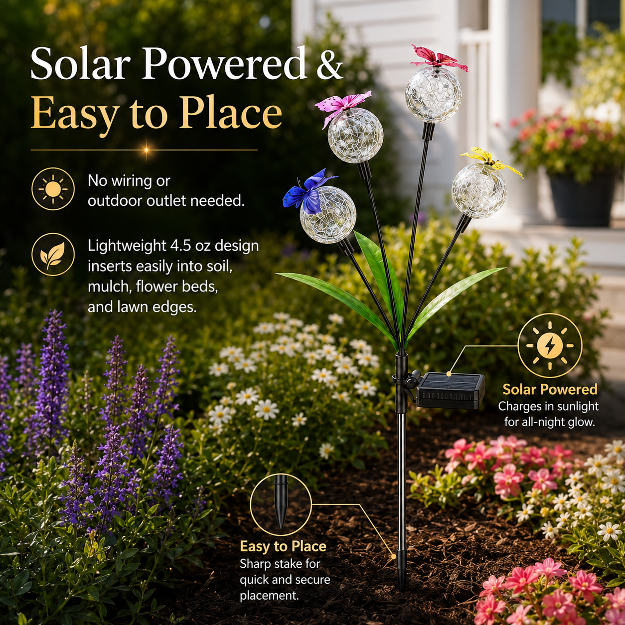 Multicolor Solar Butterfly Garden Stake Light