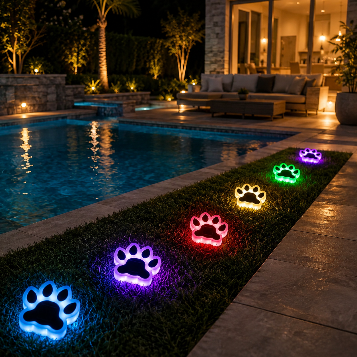 Solar Paw Path Lights for Yard, Garden & Walkway