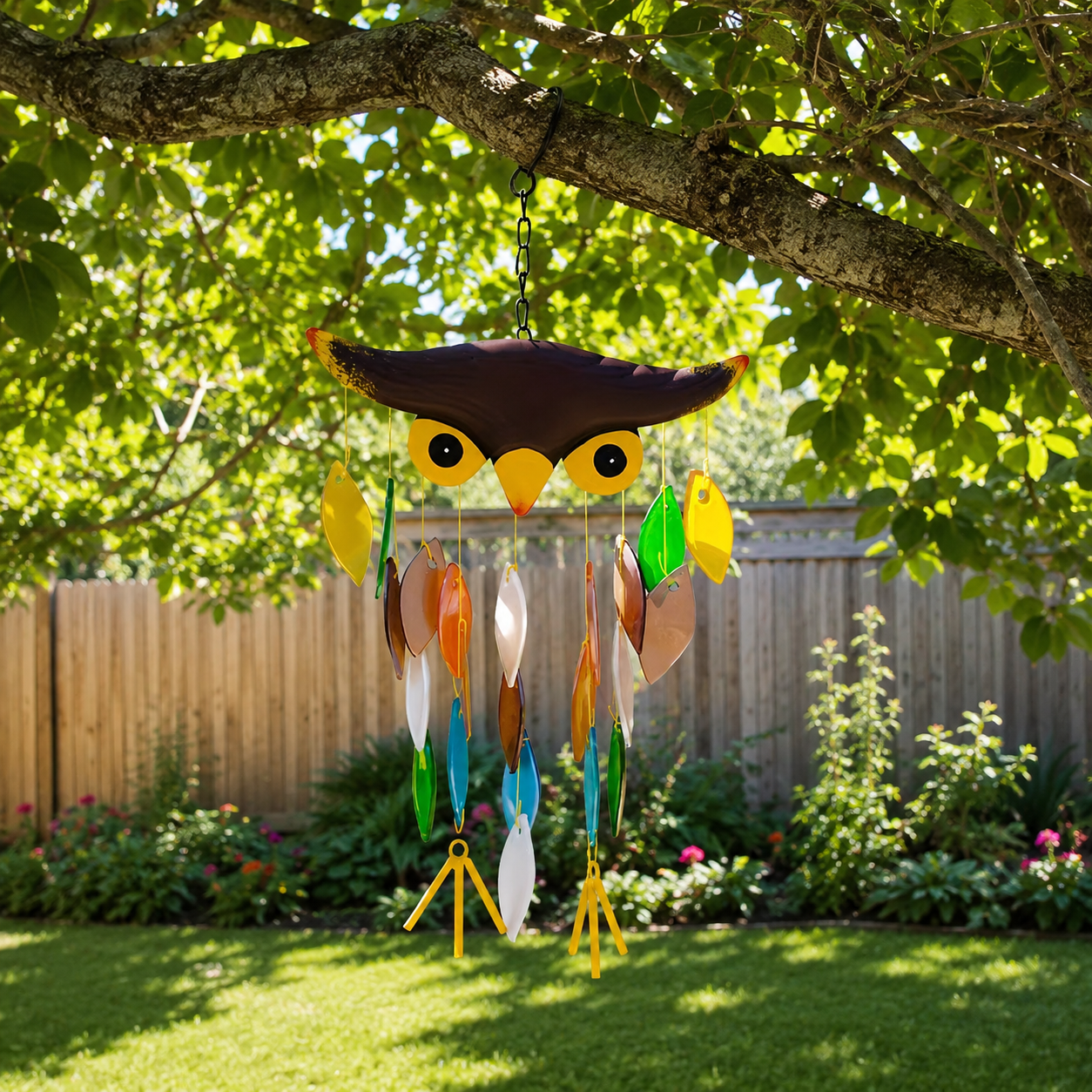 Colorful Owl Wind Chime Suncatcher