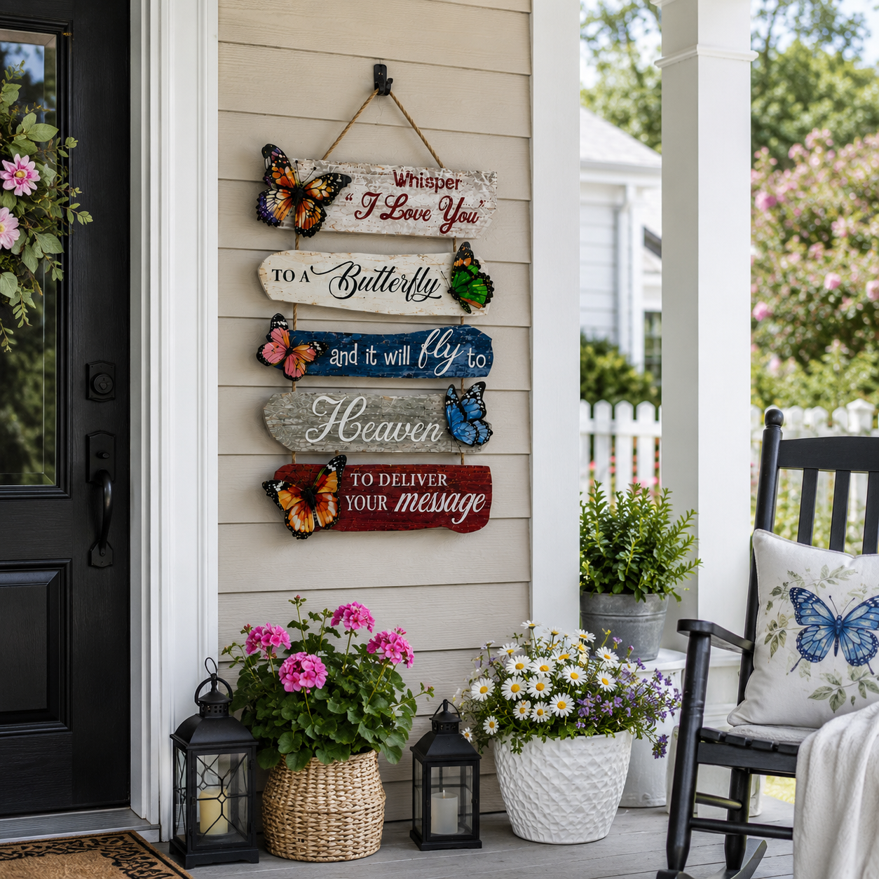 Lighted Butterfly Memorial Hanging Sign