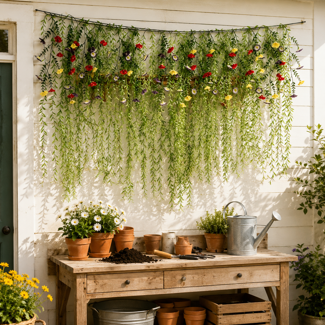 Large 70.87-Inch Artificial Hanging Flower Vine Garland Curtain