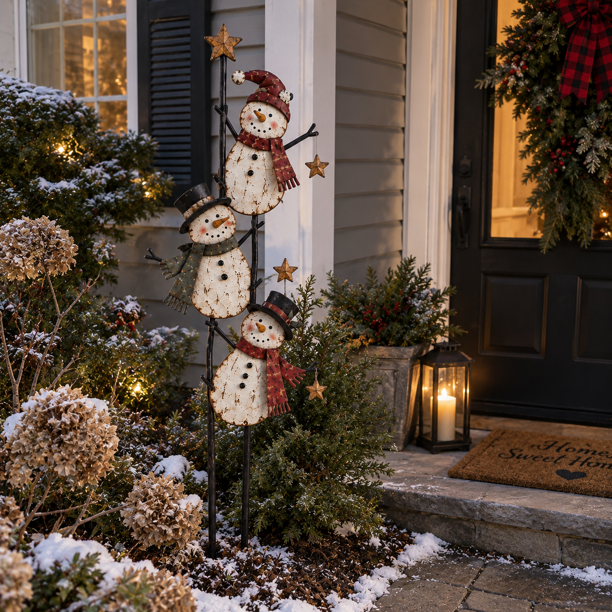 Vintage Climbing Snowman Christmas Garden Stake