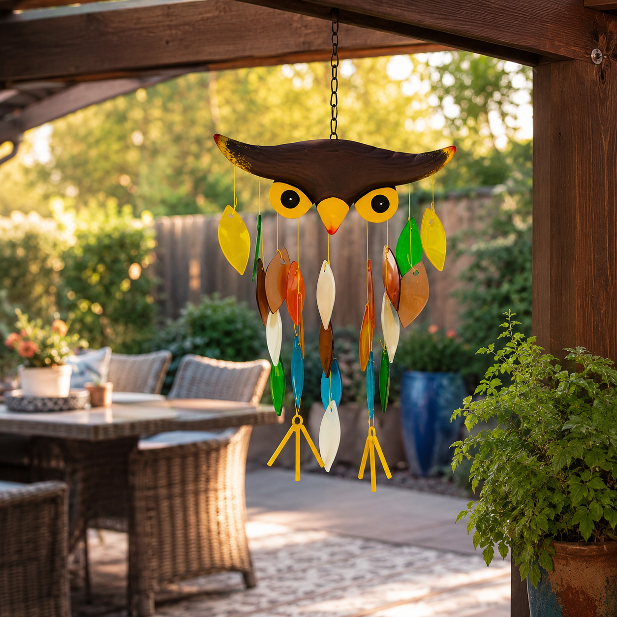 Colorful Owl Wind Chime Suncatcher