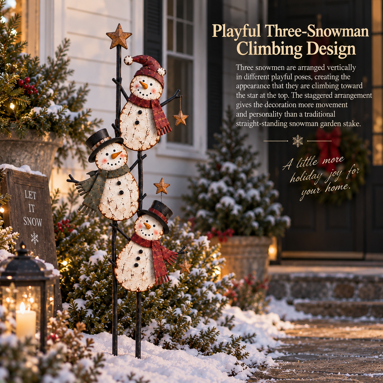 Vintage Climbing Snowman Christmas Garden Stake