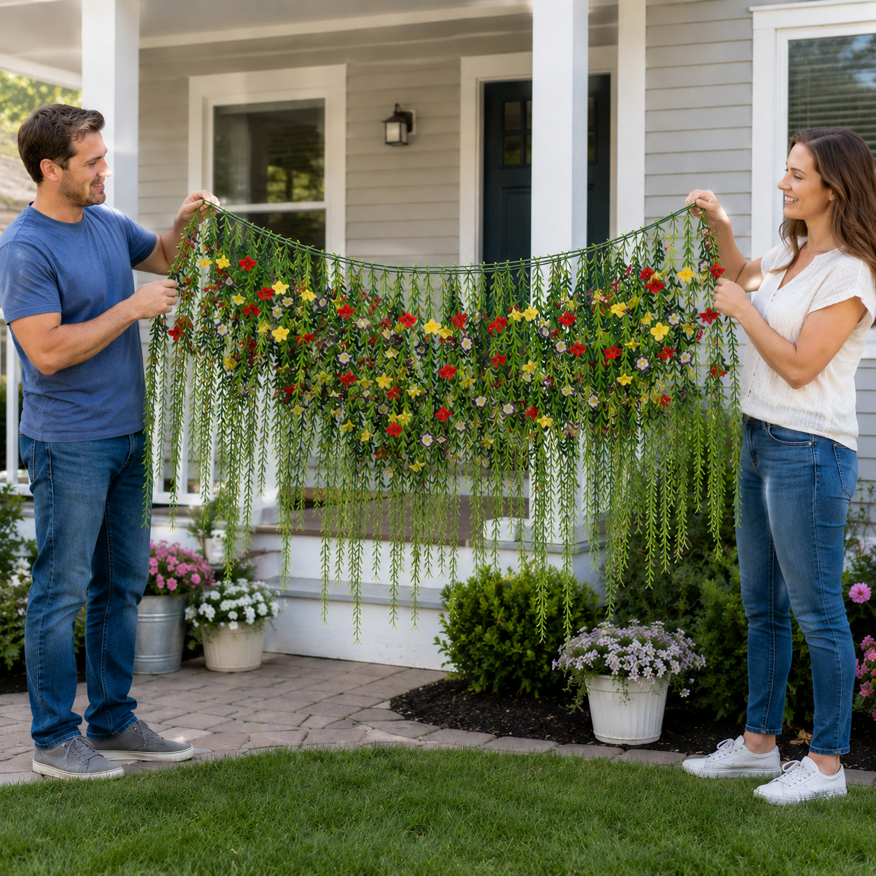 Large 70.87-Inch Artificial Hanging Flower Vine Garland Curtain