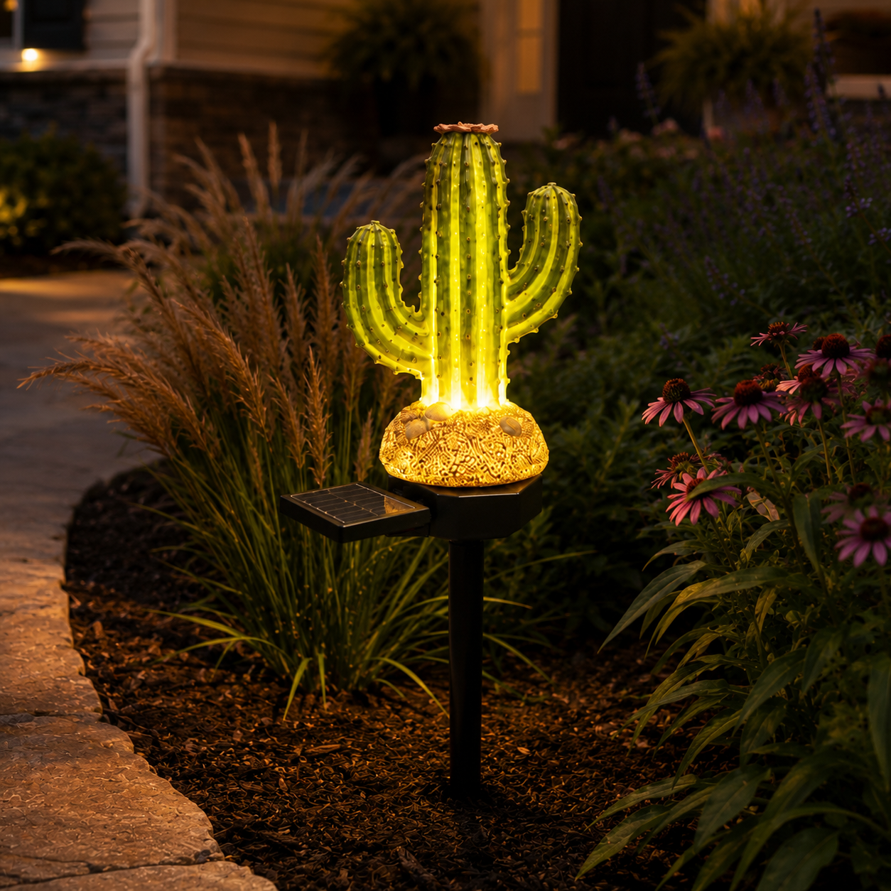 Solar Cactus Garden Stake Light