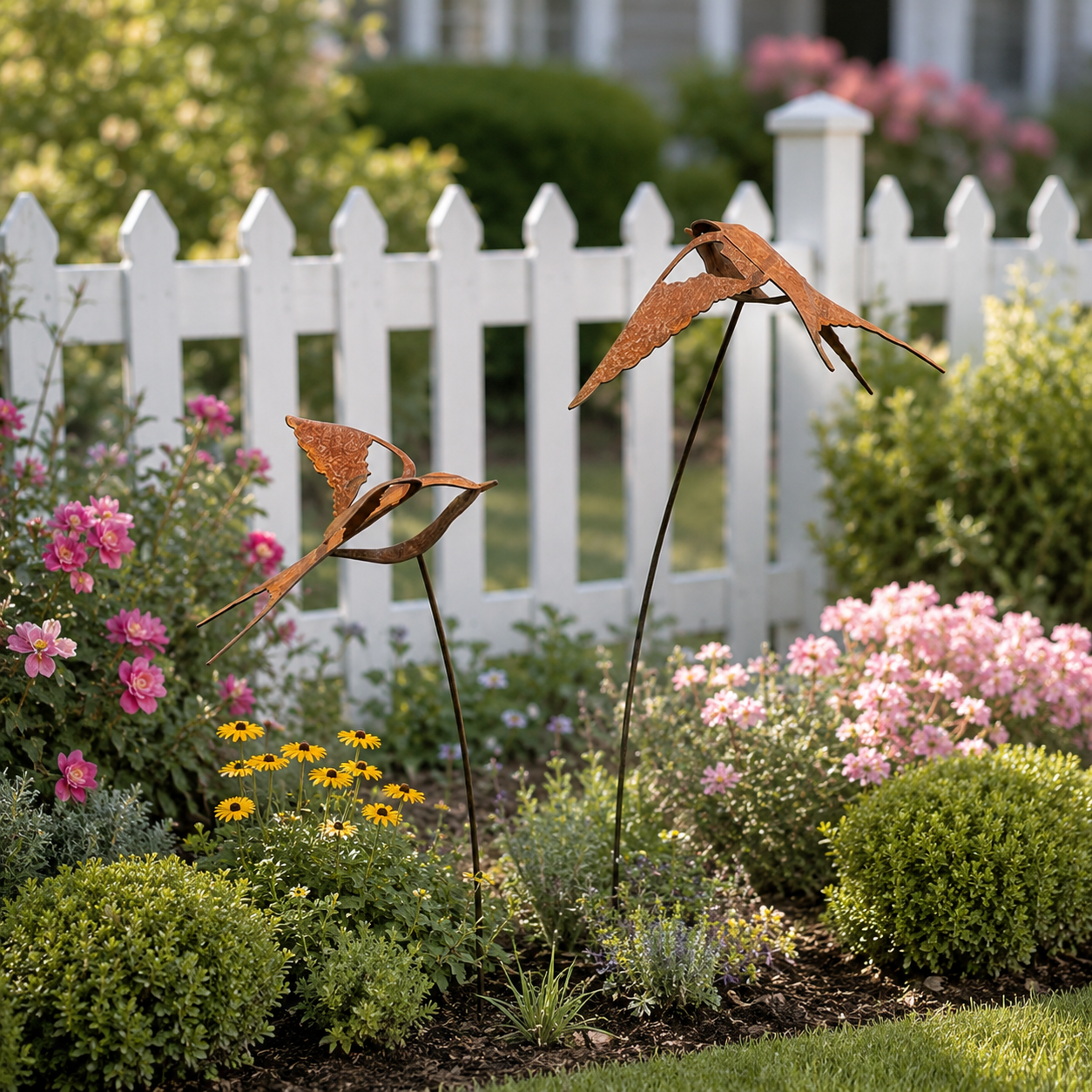 Rustic Metal Flying Bird Garden Stake