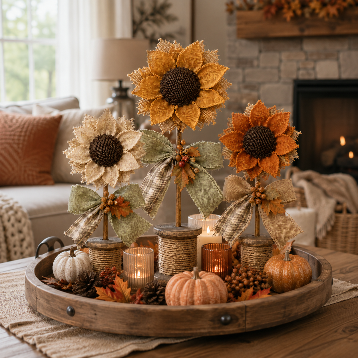 Rustic Harvest Sunflower Tabletop Decor – Set of 3