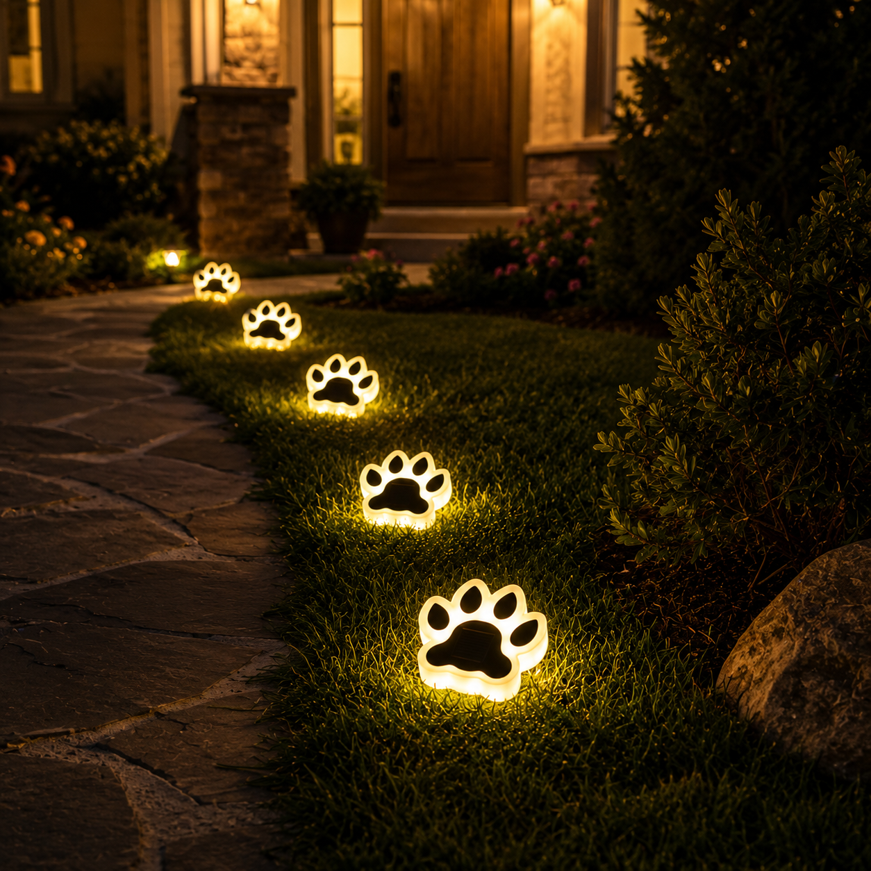 Solar Paw Path Lights for Yard, Garden & Walkway