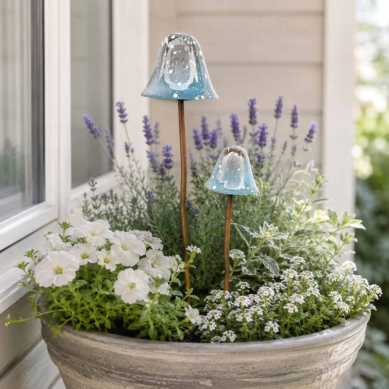 2-Piece Speckled Mushroom Garden Stakes
