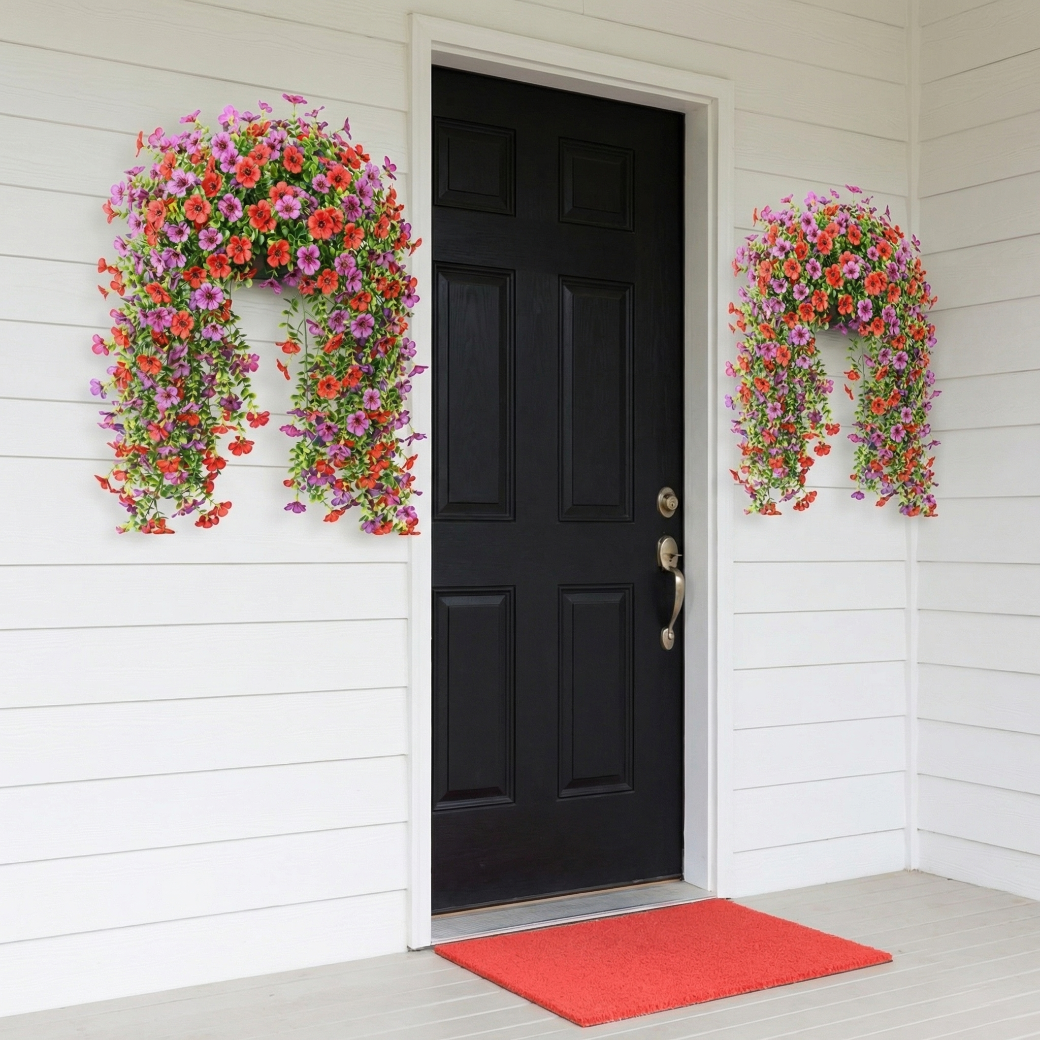 Artificial Hanging Flowers for Outdoor Planters, UV Resistant Faux Hanging Flowers for Porch, Balcony, Hanging Basket, Easter Spring Outdoor Decor, 4 Pack, 29.5 Inch