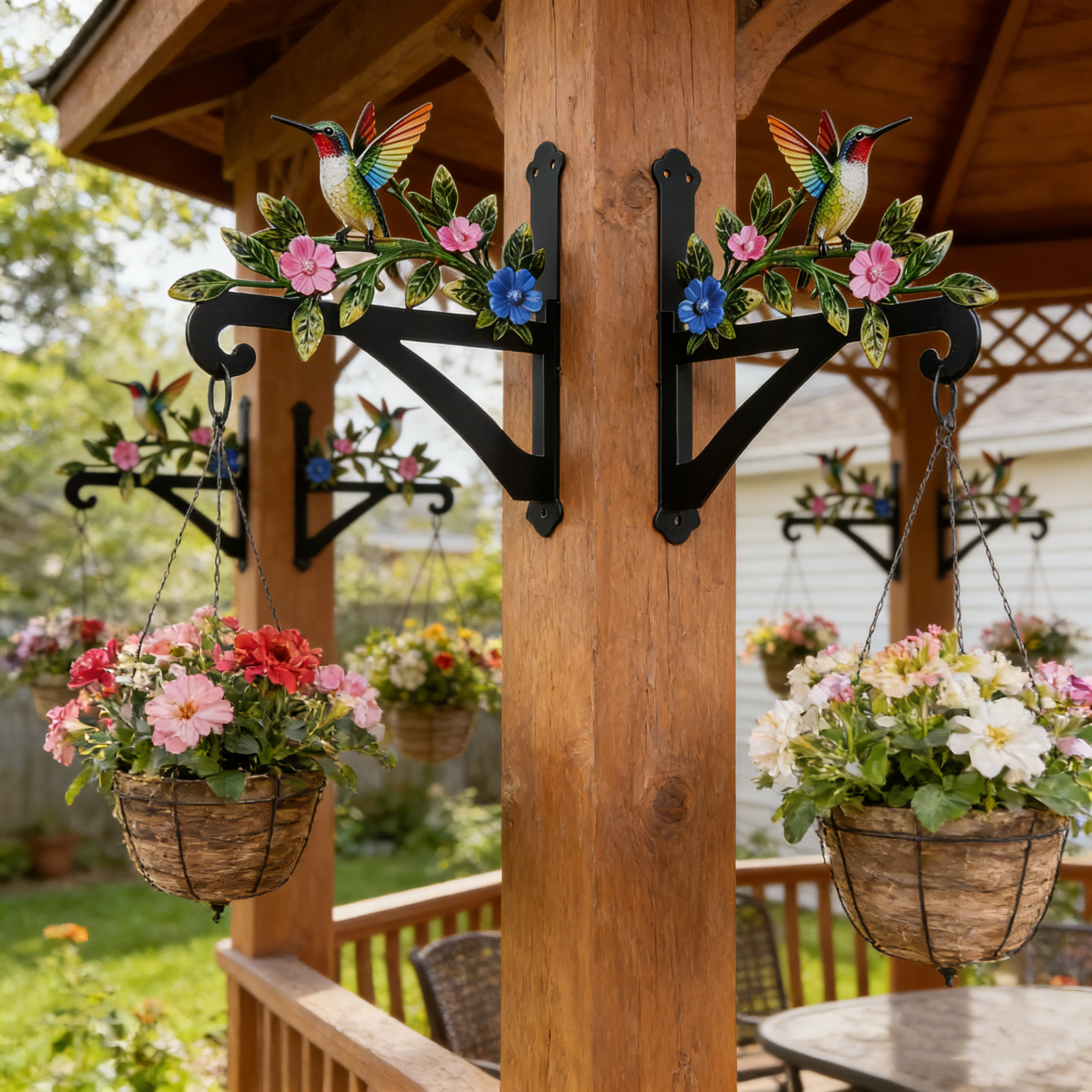 Iron Metal Colorful Hummingbird Wall Wreath Hook