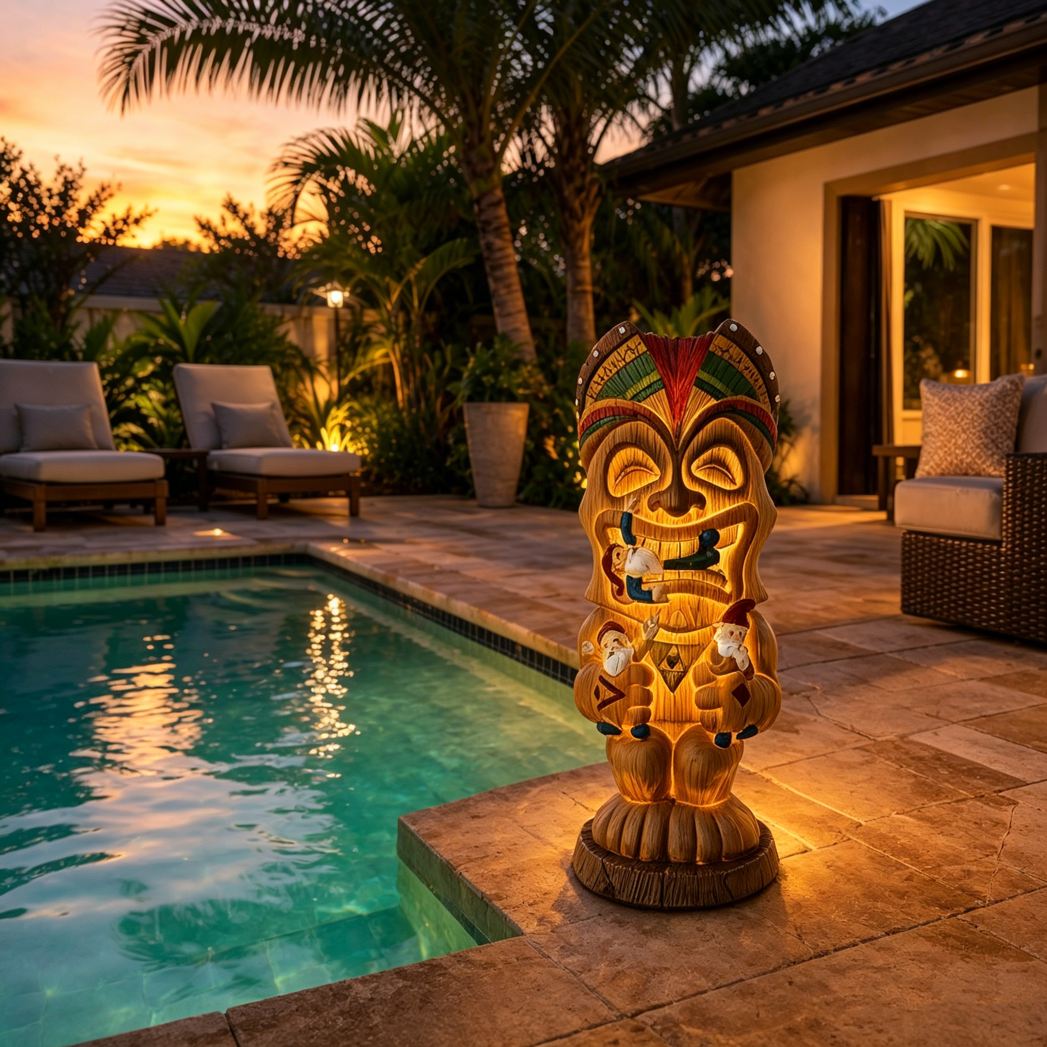 Solar-Powered Hawaiian Tiki Statue Light
