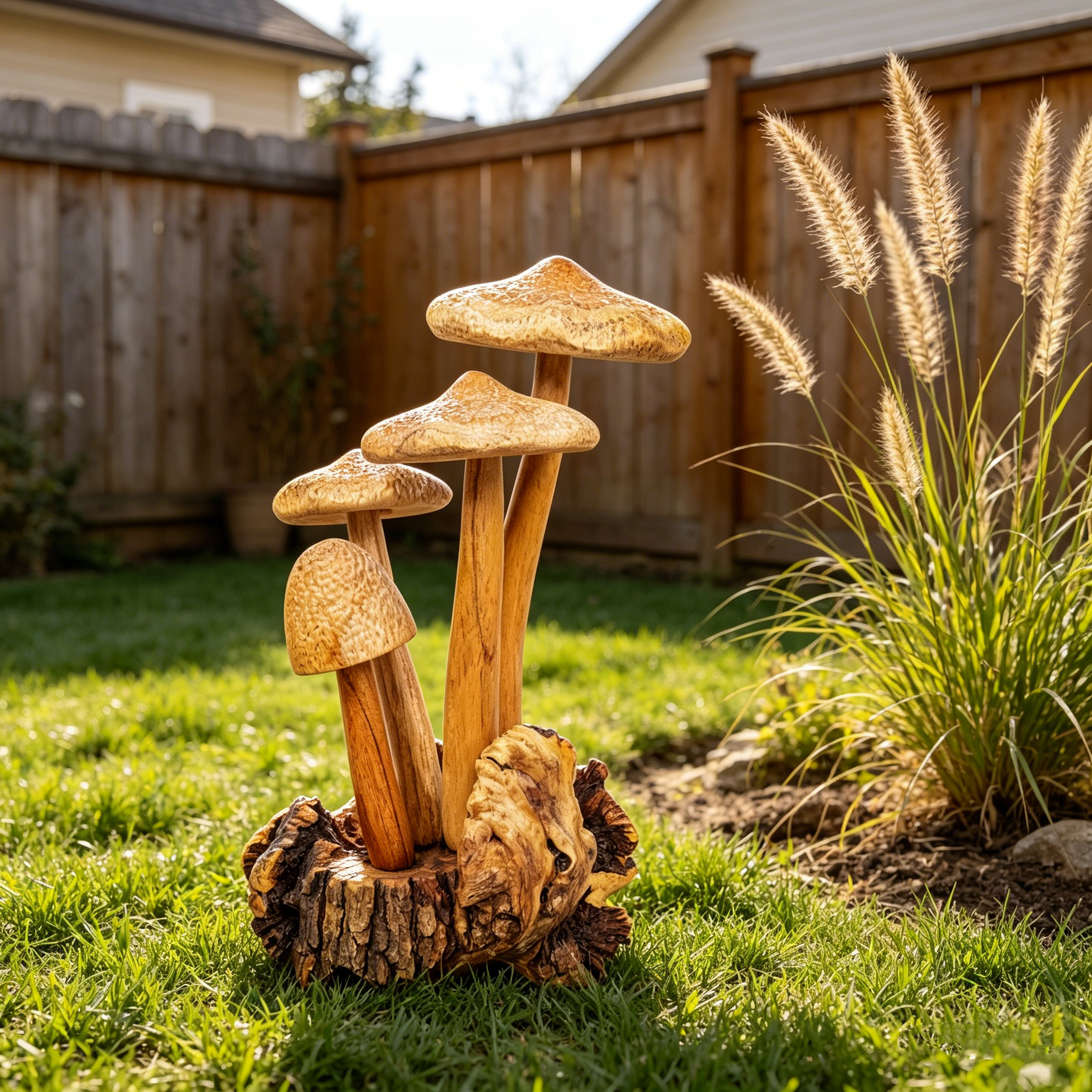 Handmade Wooden Waterproof Mushroom Sculpture