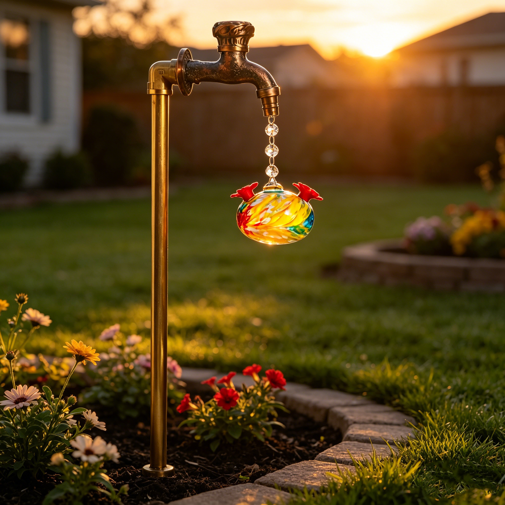 Vintage Faucet Hummingbird Feeder Stake