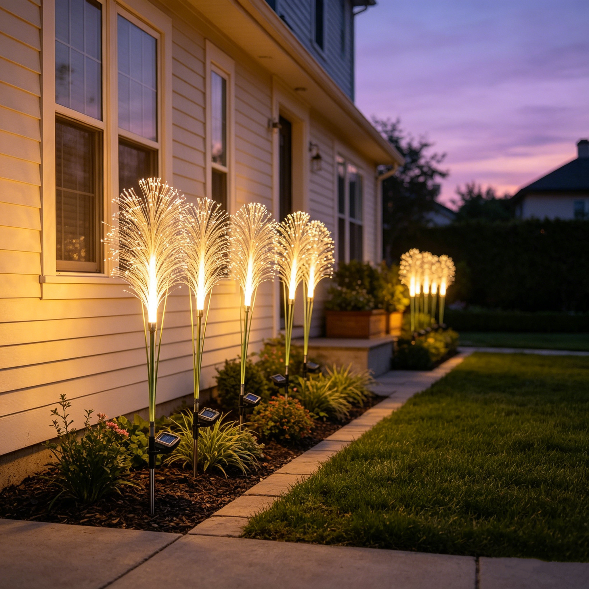 Solar-Powered Simulated Reed Garden Light